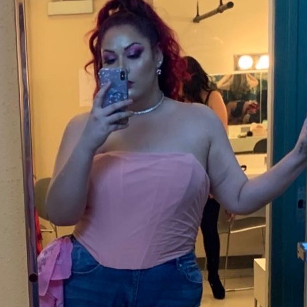 Pink zip up corset top